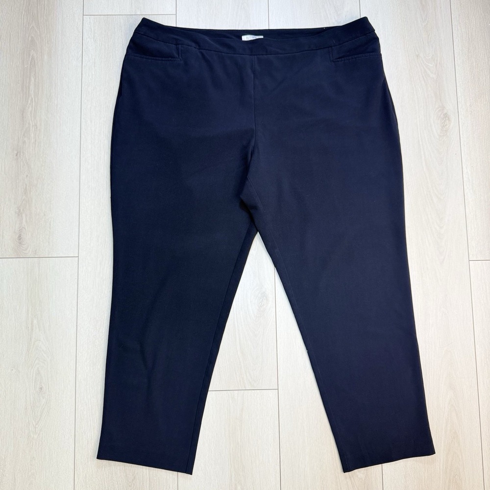 Roz & Ali Womens 24W Black Pull On Trouser Pants Stretch Slim Career Plus Size